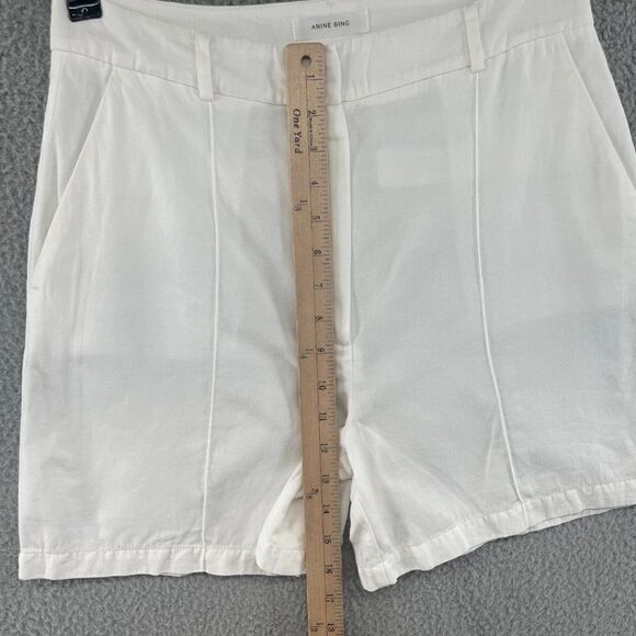 Anine Bing Mila White Shorts Linen Blend Size 38 Medium - Picture 7 of 13